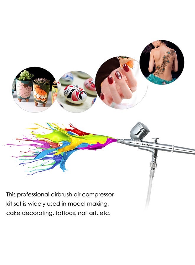 NIBEMINENT Multi-purpose Dual Action Airbrush Mini Air Compressor Set White 23.5x17x8.2centimeter - Image 3