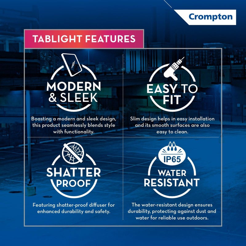 Crompton TabLight Outdoor Waterproof LED Flood Lights 50W IP 65 Warm White Pack of 1 Wide Beam Angle BIS Approved for Garage Parking Shops Outdoor Lighting 2 Years Waranty - Image 2
