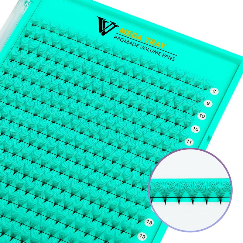 VAVALASH Premade Fans Eyelash Extensions 320 Fans 10D 14D 16D 20D 0.03 0.05 0.07 Thickness C/D Curl Middle Stem Premade Fans Russian Volume Lash Extensions (320 Fans-10D-0.03-D-8-15mm) - Image 2