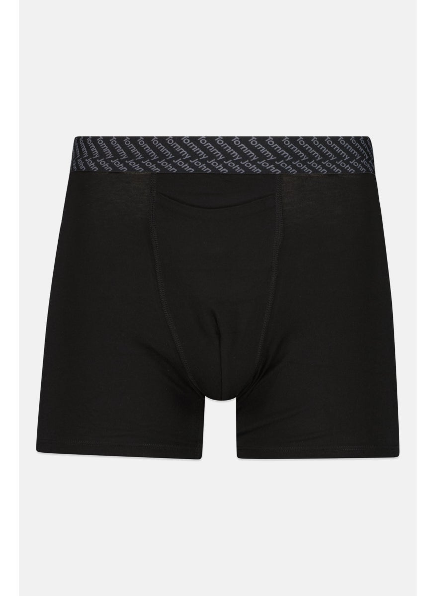 Tommy John - Men 2 Pieces 4 Inseam Brand Logo Boxer Briefs, Black/White - Image 1