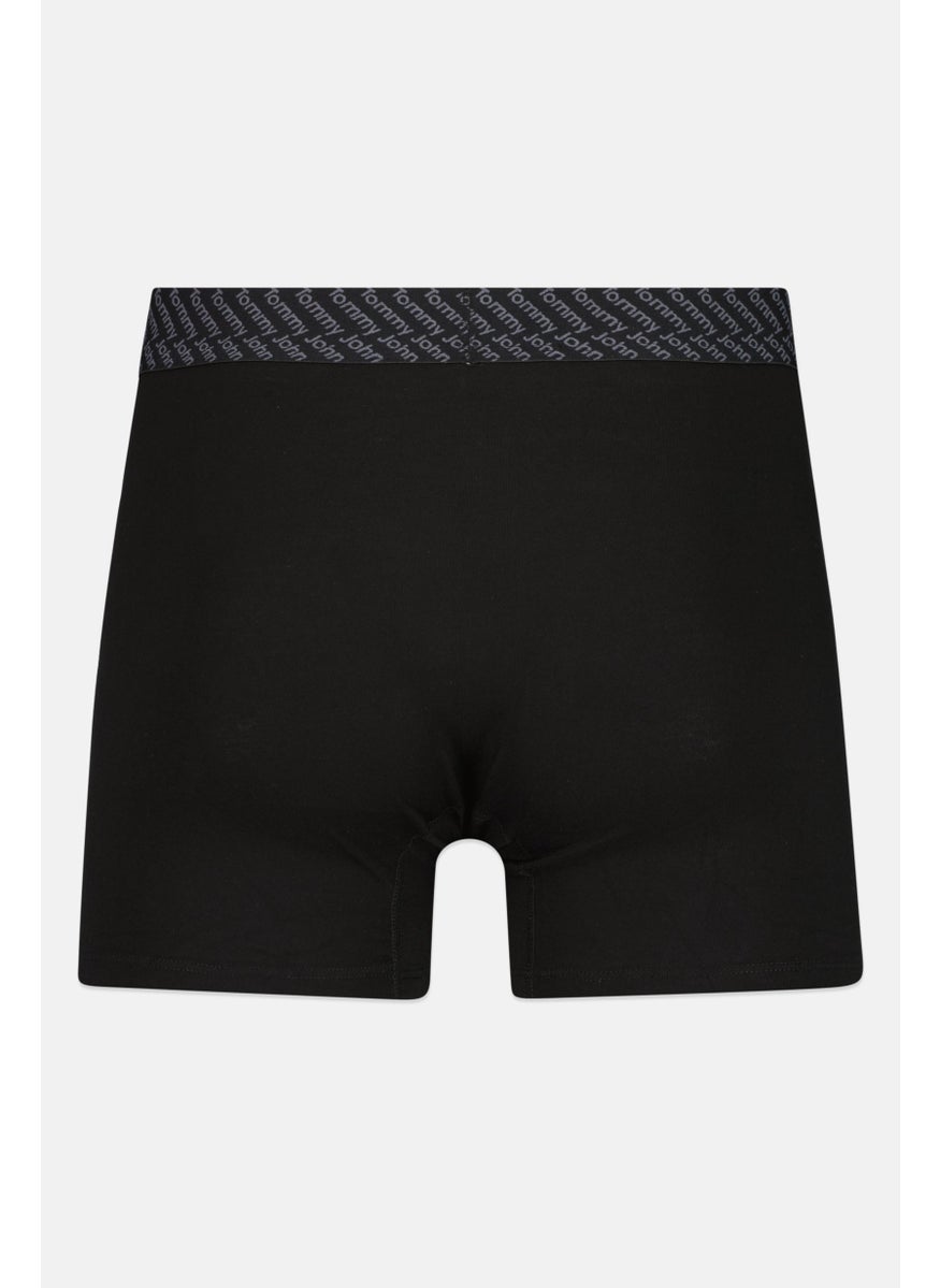 Tommy John - Men 2 Pieces 4 Inseam Brand Logo Boxer Briefs, Black/White - Image 1