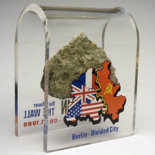 BWBS Original Piece of the REAL BERLIN WALL Mounted in Acrylic Display with Certificate of Authenticity - Authentic Historic German Artifact Souvenir from Europe - MEDIUM 3"X3" - Divided City Theme - Image 3