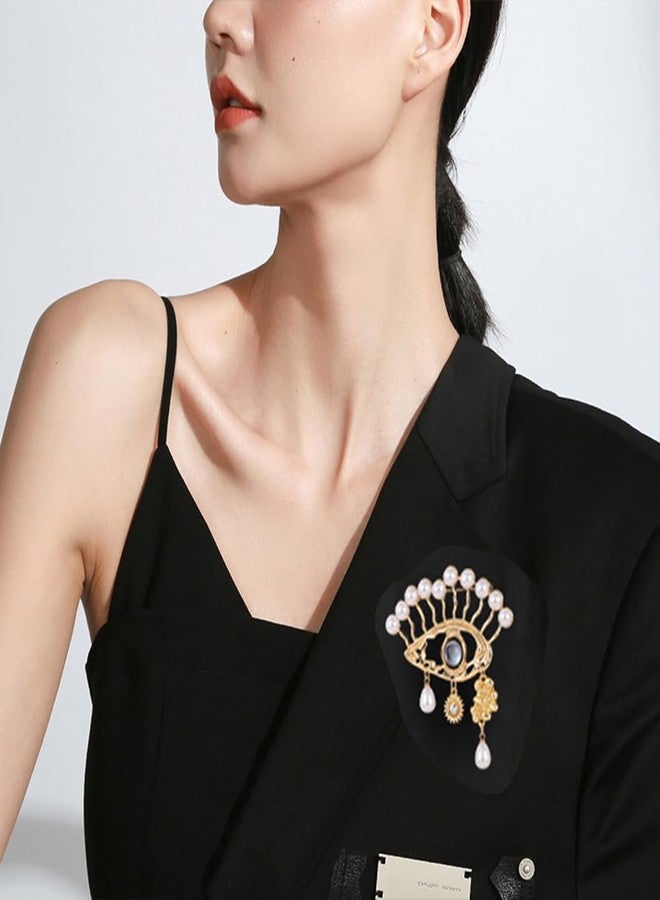 OIDIMS Lucky Evil Eye Brooch for Women Men Charms Pearl Crystal Vintage Lapel Pin Personalized Corsage Breastpin for Wedding Party Brooches Ladies Accessories Shawl Scarf Badges Fashion Unisex Jewelry - Image 2