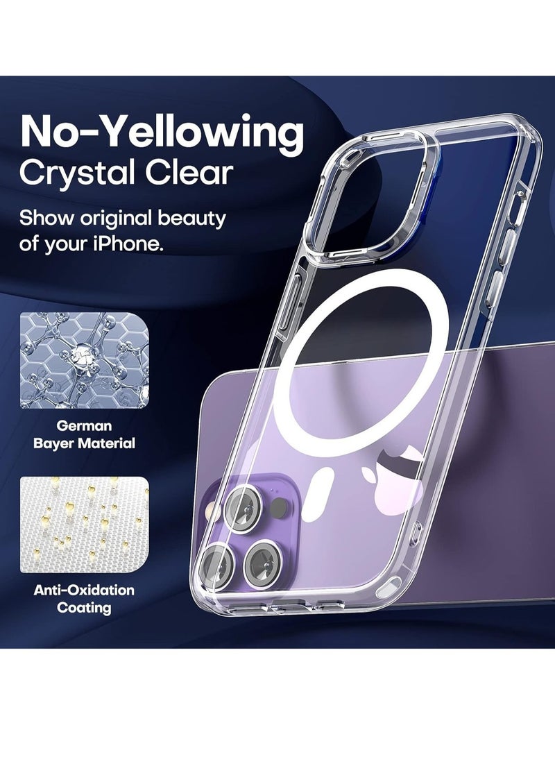 [Updated] [1+2+2] Magnetic Case compatible with iPhone 15 Pro Max [Anti-Yellowing] [Fit for Ma-gs-afe] with Screen Protector (2 Pack) +Camera Protector (2 Pack), Clear Case Cover (15 Pro Max, Clear) - Image 4