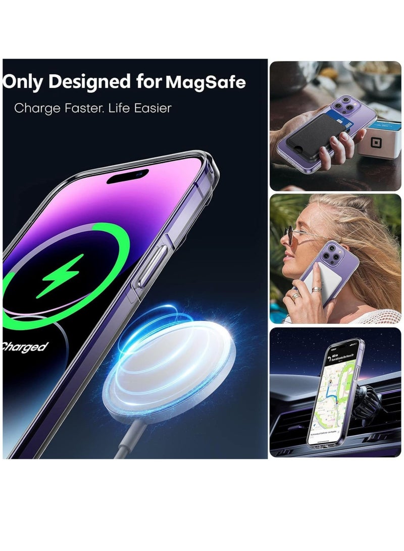 [Updated] [1+2+2] Magnetic Case compatible with iPhone 15 Pro Max [Anti-Yellowing] [Fit for Ma-gs-afe] with Screen Protector (2 Pack) +Camera Protector (2 Pack), Clear Case Cover (15 Pro Max, Clear) - Image 3