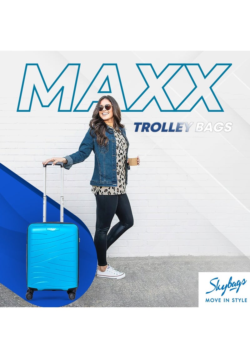Skybags - Set of 3 Polypropylene Solid Pattern Maxx 8W Luggage Trolly 360°|4 Wheeler| Cabin-55cm Medium-67, Large-79cm, Blue - Image 1