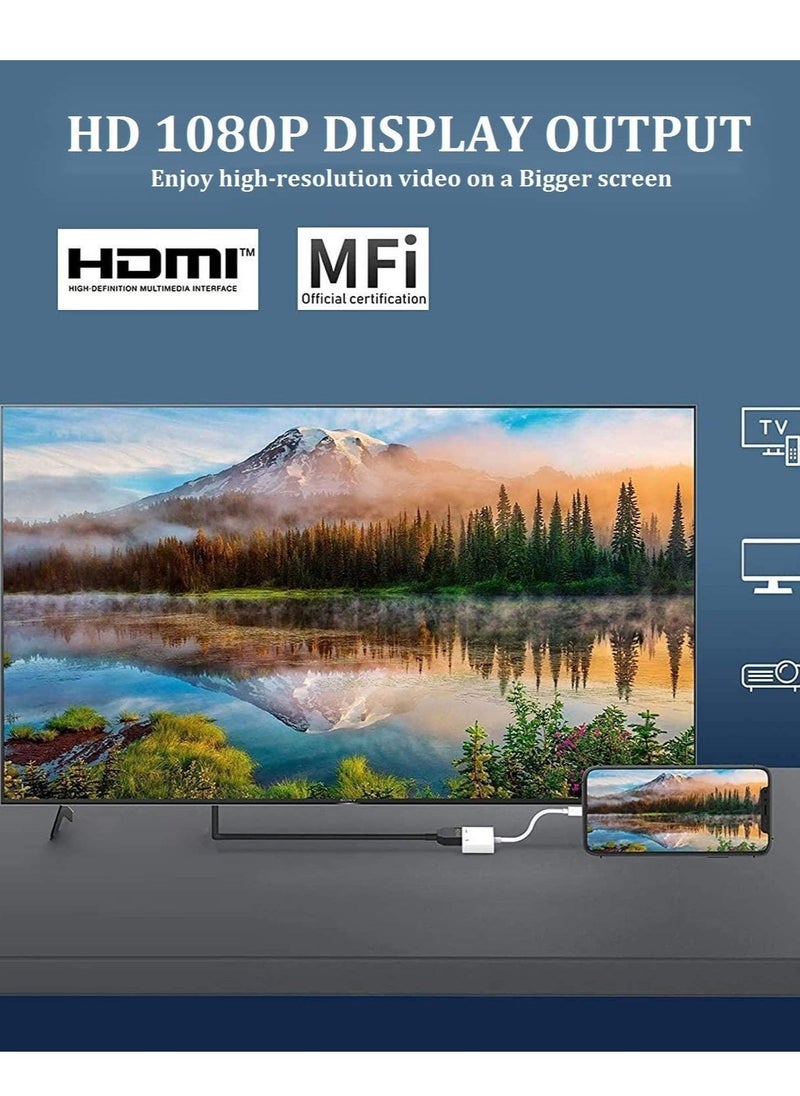 Generic - [Apple MFi Certified] Lightning to HDMI Adapter for iPhone to TV – 1080P Digital AV Adapter Sync Screen Connector Cable - Image 1