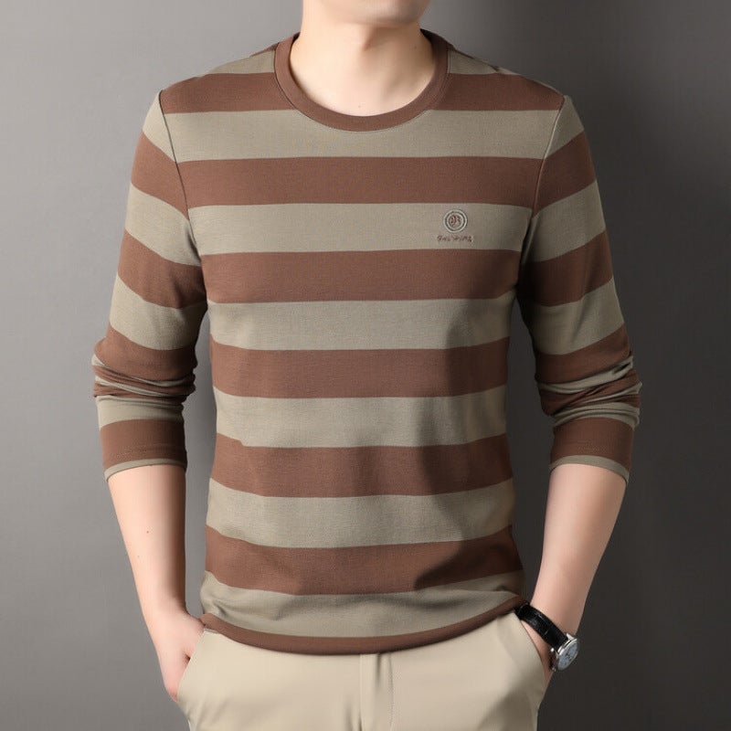 New Round Neck Stripesd Long-Sleeved Yarn-Dyed Fabric 100 Cotton - Image 2