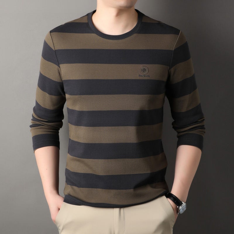 New Round Neck Stripesd Long-Sleeved Yarn-Dyed Fabric 100 Cotton - Image 3