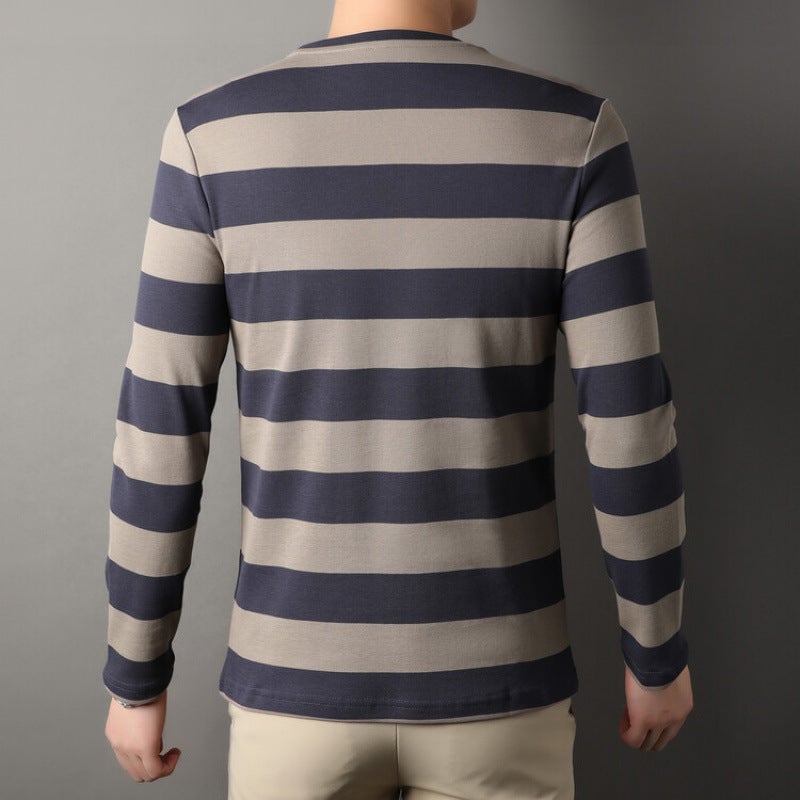 New Round Neck Stripesd Long-Sleeved Yarn-Dyed Fabric 100 Cotton - Image 5