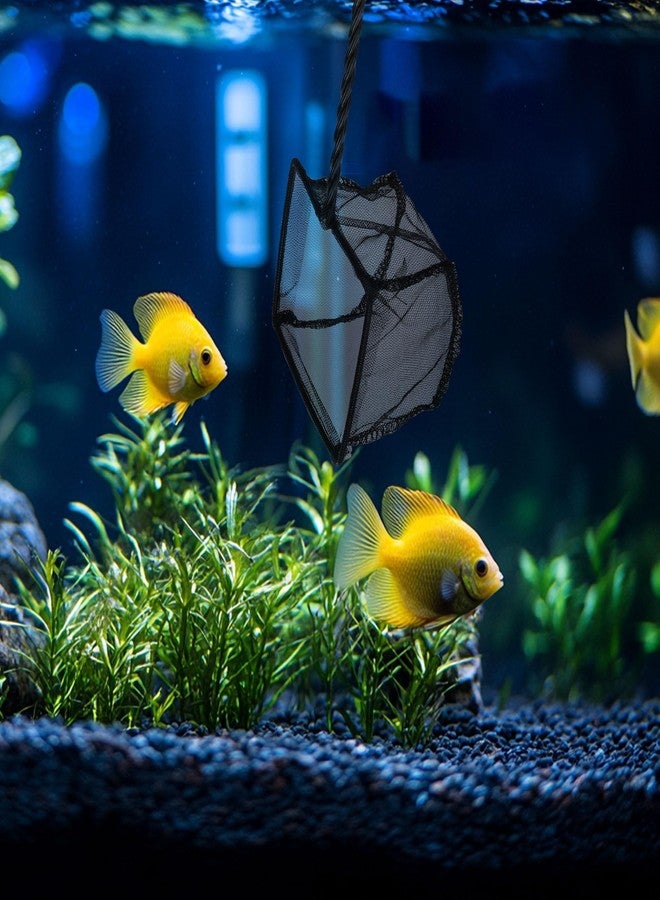 Mogoko 2 Packs 4 Inch Fish Net Aquarium, Small Fish Tank Net with Long Plastic Handle, Square net with Fine Mesh for Tank Cleaning(Black) - Image 4