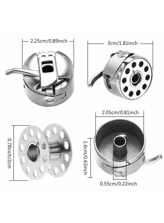 WILLBOND 3 Pieces Sewing Machine Bobbin Case and 15 Pieces Sewing Machine Bobbins Metal Sewing Bobbins for Craft Sewing, Compatible with Front Loading 15 Class Machines - Image 2