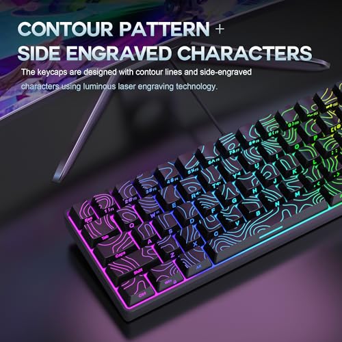 Snpurdiri 65% Wired Gaming Keyboard, 68 Keys RGB Backlit Ultra-Compact Small Gaming Keyboard, for PC/Mac Gamer, Typist, Travel, Easy to Carry on Business Trip Black - Image 5