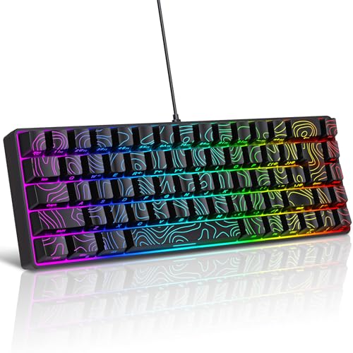 Snpurdiri 65% Wired Gaming Keyboard, 68 Keys RGB Backlit Ultra-Compact Small Gaming Keyboard, for PC/Mac Gamer, Typist, Travel, Easy to Carry on Business Trip Black - Image 1