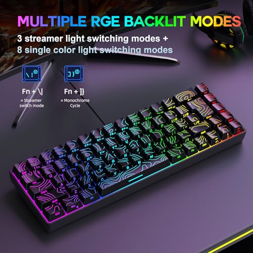 Snpurdiri 65% Wired Gaming Keyboard, 68 Keys RGB Backlit Ultra-Compact Small Gaming Keyboard, for PC/Mac Gamer, Typist, Travel, Easy to Carry on Business Trip Black - Image 4