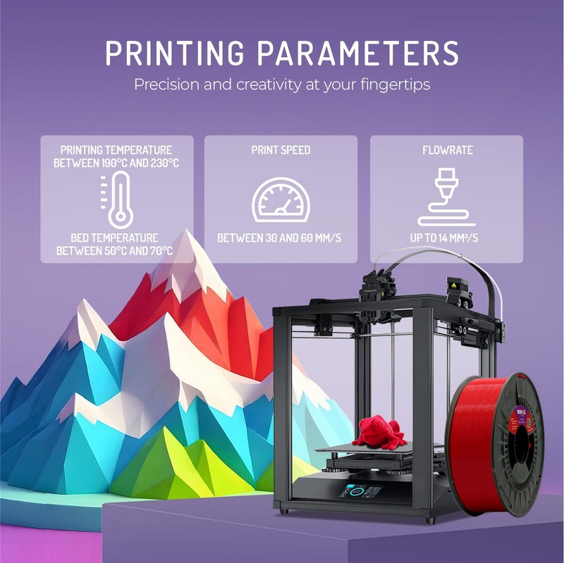 خيوط WINKLE PLA HD 1.75 مم بلون فضي، بكرة 1 كجم، طابعة ثلاثية الأبعاد متوافقة مع طابعات FDM، خيوط مواد طباعة ثلاثية الأبعاد، دقة أبعاد +/- 0.05 مم، قابلة للتحلل الحيوي، سهلة الطباعة - Image 5