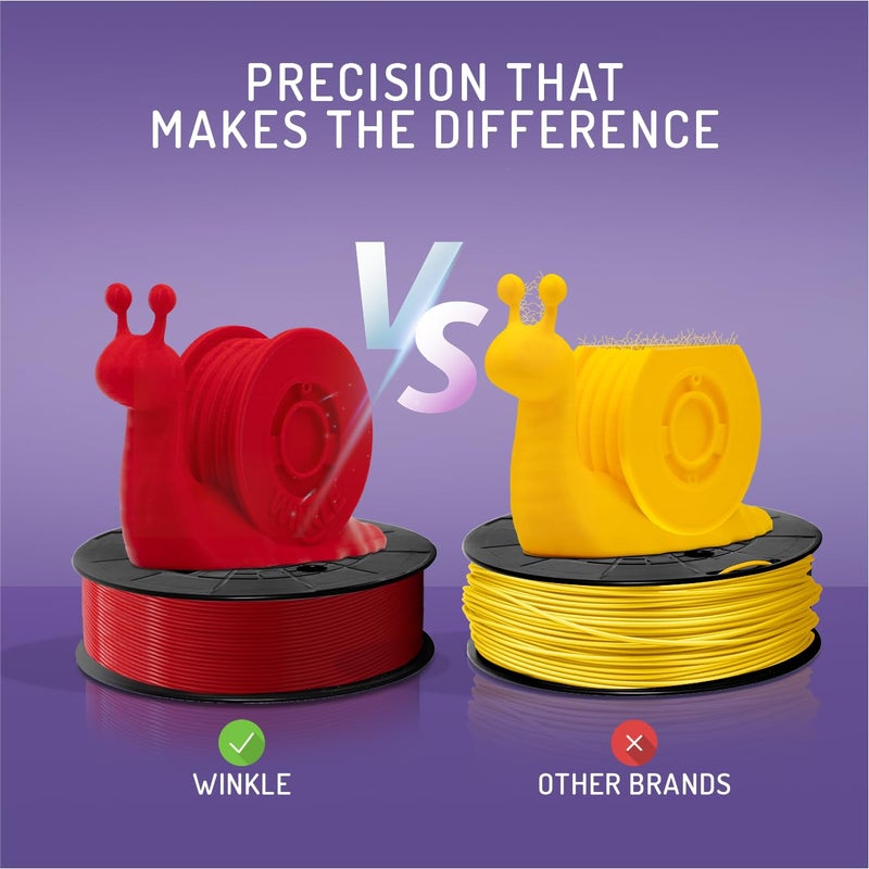 خيوط WINKLE PLA HD 1.75 مم بلون فضي، بكرة 1 كجم، طابعة ثلاثية الأبعاد متوافقة مع طابعات FDM، خيوط مواد طباعة ثلاثية الأبعاد، دقة أبعاد +/- 0.05 مم، قابلة للتحلل الحيوي، سهلة الطباعة - Image 3