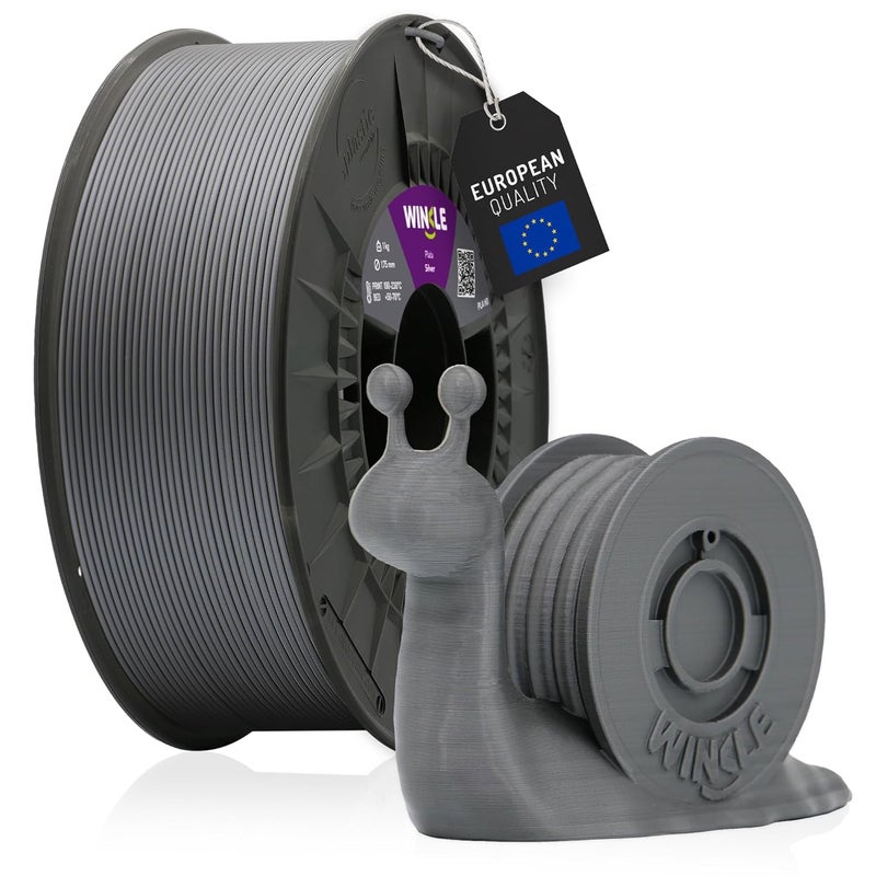 خيوط WINKLE PLA HD 1.75 مم بلون فضي، بكرة 1 كجم، طابعة ثلاثية الأبعاد متوافقة مع طابعات FDM، خيوط مواد طباعة ثلاثية الأبعاد، دقة أبعاد +/- 0.05 مم، قابلة للتحلل الحيوي، سهلة الطباعة - Image 1
