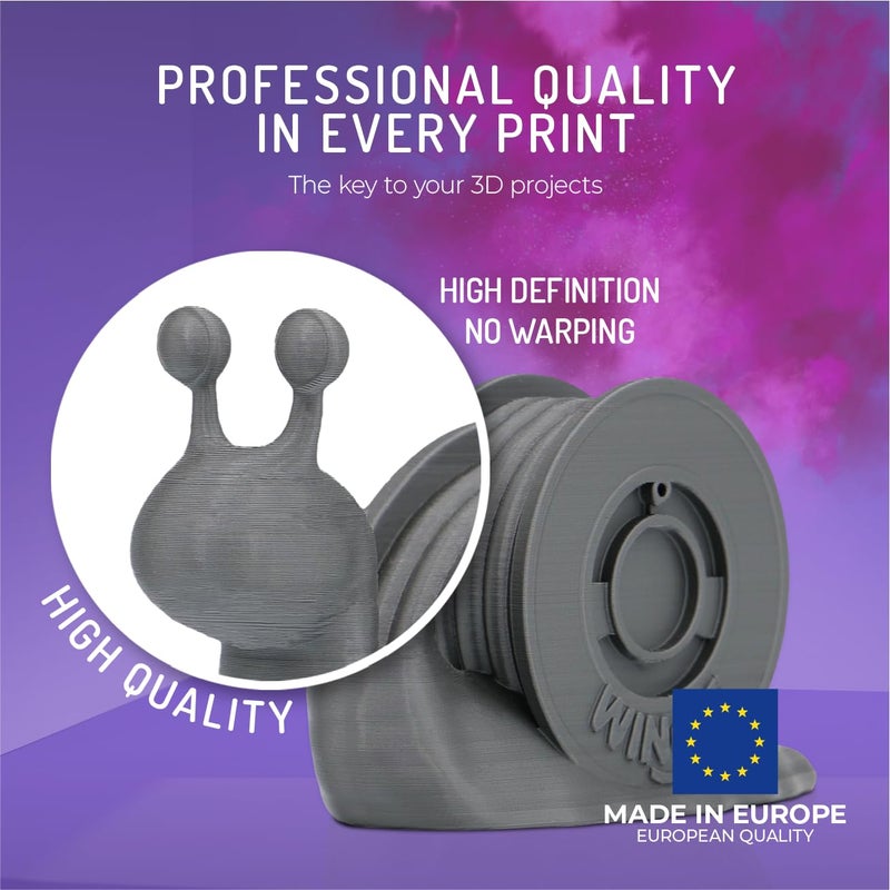خيوط WINKLE PLA HD 1.75 مم بلون فضي، بكرة 1 كجم، طابعة ثلاثية الأبعاد متوافقة مع طابعات FDM، خيوط مواد طباعة ثلاثية الأبعاد، دقة أبعاد +/- 0.05 مم، قابلة للتحلل الحيوي، سهلة الطباعة - Image 2