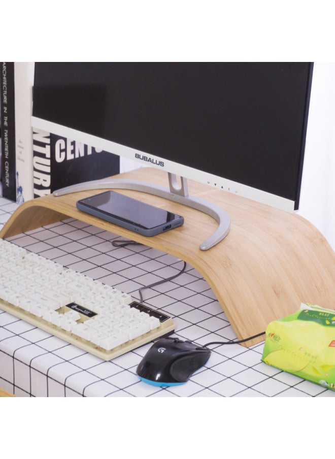 Generic - Computer Elevated Rack Display Screen Support Bracket Pad High Base Desktop Storage Shelf Office Desktop Storage Rack-Color:Bamboo Color - Image 1