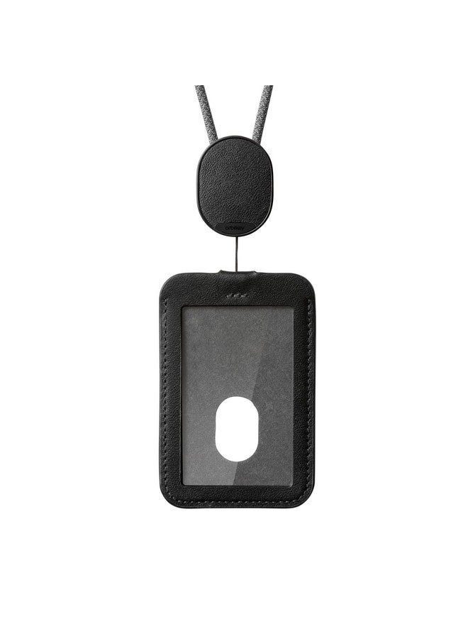 Orbitkey Id Card Holder | Made With Lwg-Certified Top Grain Leather And Durable Dyneema Cord | Holds 1 Access Card And 1 Non-Rfid Card (With Lanyard, Black) - Image 1