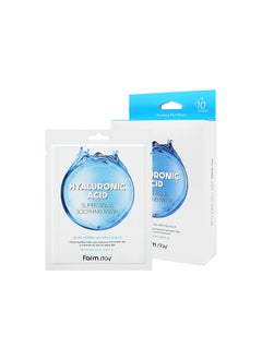 FARMSTAY FARMSTAY Hyaluronic Acid Super Aqua Soothing Mask  Deep Hydration  Skin Calming Sheet Mask with Hyaluronic Acid  Moisturizing Care for All Skin Types 084 floz10 Sheets 