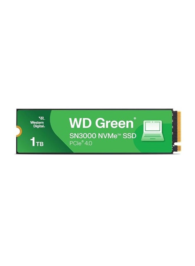 WD Green SN3000 1TB NVMe Internal SSD, PCIe Gen4 x4, M.2 2280, Up to 5000MB/s Read & 4200MB/s Write, QLC NAND Flash, Low Power Consumption, DRAM-less Design | WDS100T4G0E-00CPS0 1 TB
