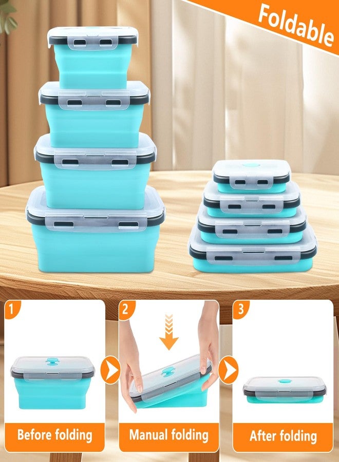 swihorab Collapsible Food Storage Containers with Lid & Air Vent, 4 Pack Rectangular Foldable Collapsible Storage Containers Sets, Lunch Bowls for Camping, Travel, Microwave Freezer Dishwasher Safe - Image 3
