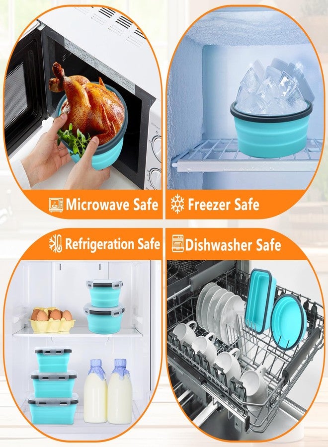 swihorab Collapsible Food Storage Containers with Lid & Air Vent, 4 Pack Rectangular Foldable Collapsible Storage Containers Sets, Lunch Bowls for Camping, Travel, Microwave Freezer Dishwasher Safe - Image 4