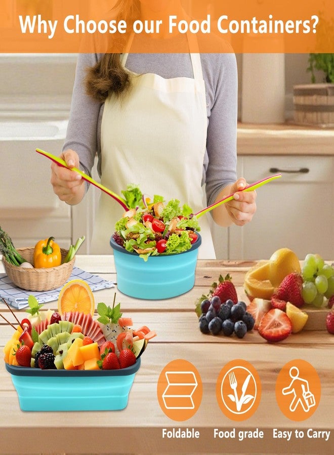 swihorab Collapsible Food Storage Containers with Lid & Air Vent, 4 Pack Rectangular Foldable Collapsible Storage Containers Sets, Lunch Bowls for Camping, Travel, Microwave Freezer Dishwasher Safe - Image 5
