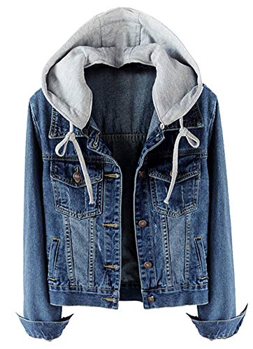 LifeShe Women's Casual Detachable Hoodie Denim Jacket - Image 1