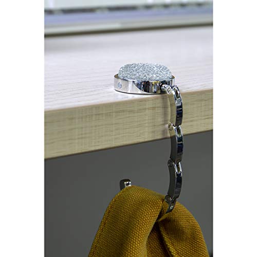 TANOSII Foldable Purse Hook Floding Handbag Hanger Bling Rhinestone Bag Holder for Table Desk 2 PCS White - Image 5