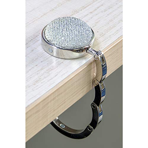 TANOSII Foldable Purse Hook Floding Handbag Hanger Bling Rhinestone Bag Holder for Table Desk 2 PCS White - Image 4