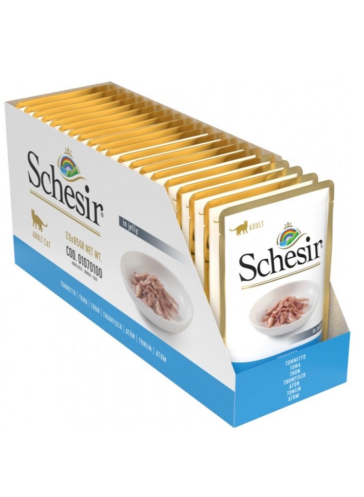 Schesir 20PC Cat Pouch Jelly Tuna For Adult 85g  - Image 1