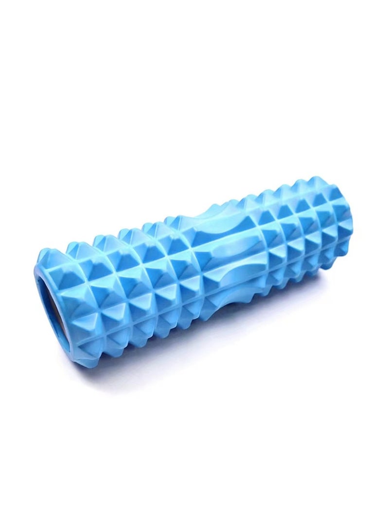 أسطوانة إسفنجية لليوجا، تدليك الأنسجة العميقة، التمدد، العلاج الطبيعي، تخفيف التوتر، تحسين الحركة مع أسطوانة إسفنجية للساقين والعضلات - أداة تدليك الأنسجة العميقة 33 سم - أزرق - Image 1