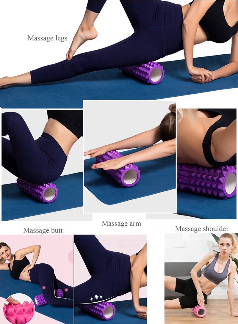 أسطوانة إسفنجية لليوجا، تدليك الأنسجة العميقة، التمدد، العلاج الطبيعي، تخفيف التوتر، تحسين الحركة مع أسطوانة إسفنجية للساقين والعضلات - أداة تدليك الأنسجة العميقة 33 سم - أزرق - Image 4