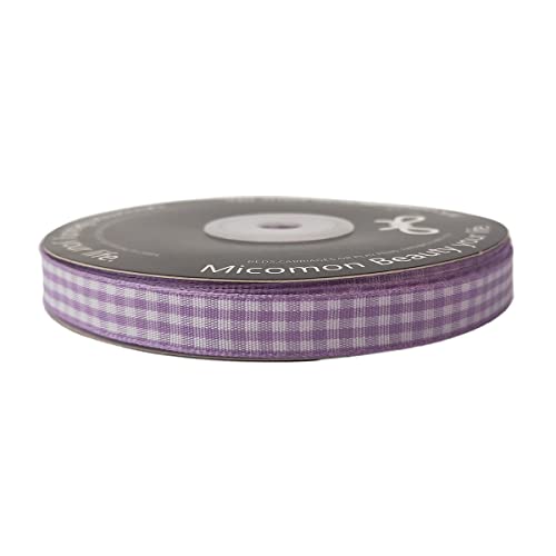 Micomon Purple Gingham Plaid Checked Ribbon 25 Yard Each Roll 100% Polyester (3/8", Purple) - Image 4