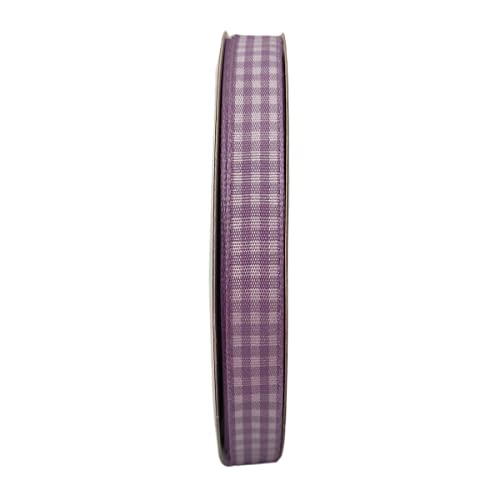 Micomon Purple Gingham Plaid Checked Ribbon 25 Yard Each Roll 100% Polyester (3/8", Purple) - Image 3
