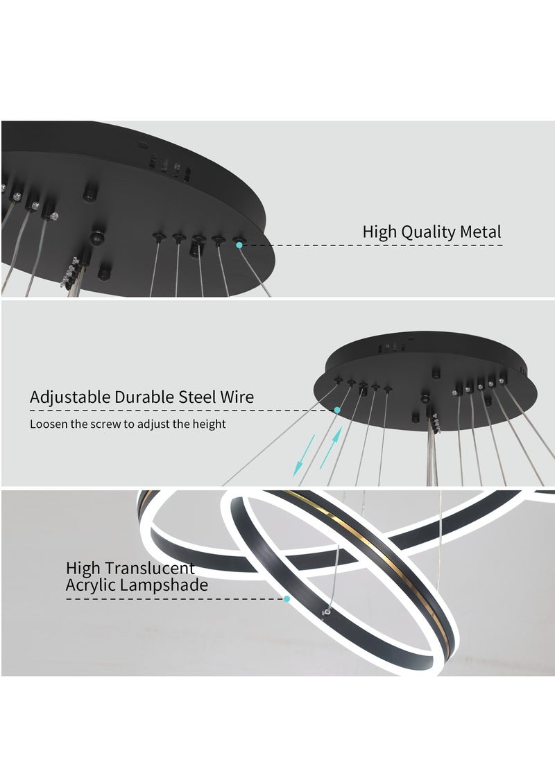 YATAI LIGHTING Staircase Large Chandelier Villa Entrance Foyer,Grand Dia 120cm Gold Black Modern Luxury High Ceiling Chandelier Living Room,Adjustable Color Temperature Acrylic Chandelier  - Image 5