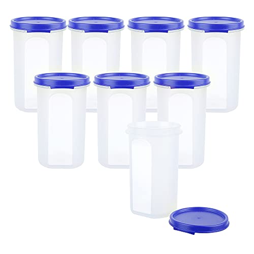 Cutting EDGE Smart Slim Storage Set of 4 – 1100ML | Airtight & Leak-Resistant Round Modular Plastic Containers for Pasta, Snacks & Cookies | Stackable, BPA-Free, Refrigerator Safe – Dark Blue - Image 3