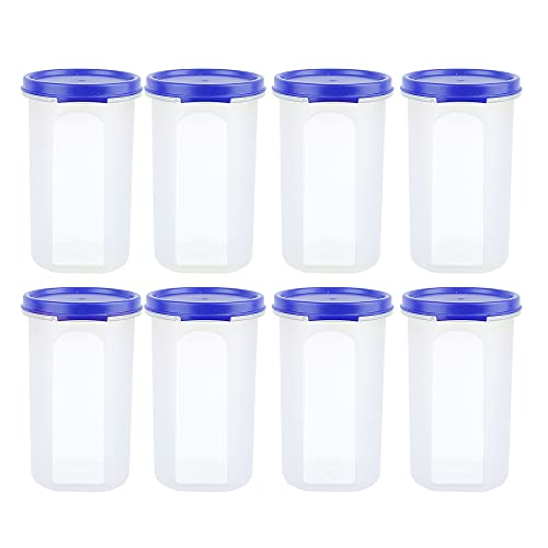 Cutting EDGE Smart Slim Storage Set of 4 – 1100ML | Airtight & Leak-Resistant Round Modular Plastic Containers for Pasta, Snacks & Cookies | Stackable, BPA-Free, Refrigerator Safe – Dark Blue - Image 1