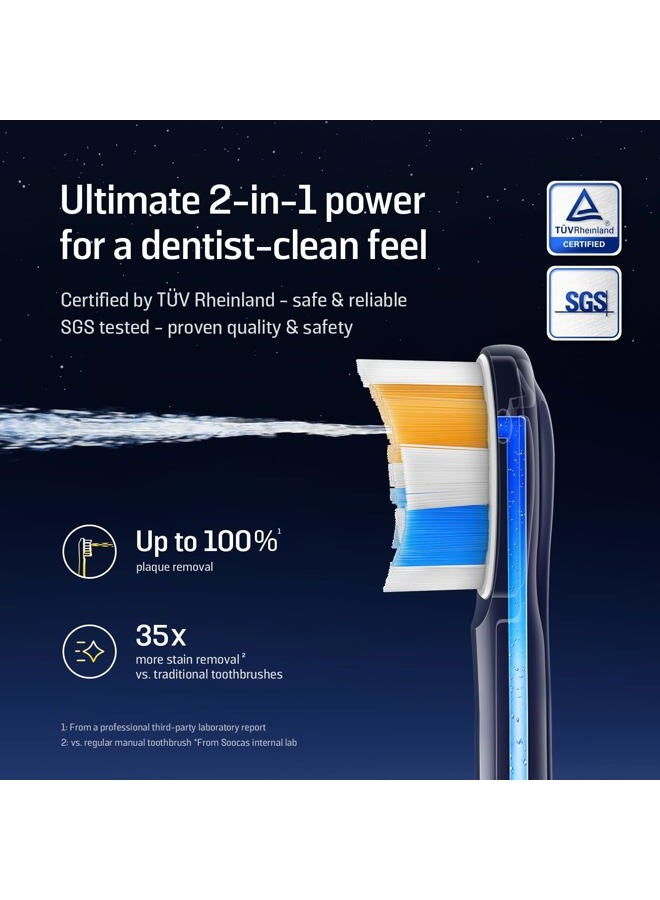 Soocas NEOS II - Electric Toothbrush with Water Flosser, Sonic Electric Toothbrush for Adults, Cordless Water Flosser for Travel, Portable Oral Irrigator, Up to 100% Plaque Removal, Dark Violet - Image 2