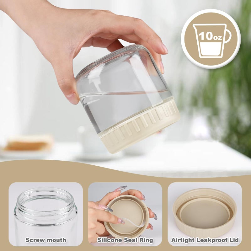SHOWIN Overnight Oats Containers with Lids, 10oz Glass Jars with Lids 4 pcs, Apricot, Wide Mouth Mason jars for Salad, Yogurt, Snacks, Meal Prep - Image 3