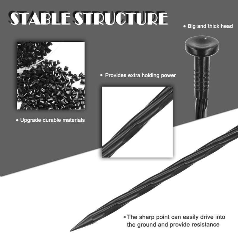 COBARYEN Plastic Landscape Anchoring Spikes 50 Pcs 8 Inch Nylon Spiral Landscape Spikes for Yard, Garden Lawn, Weed Barriers, Artificial Turf, Tent - Image 3