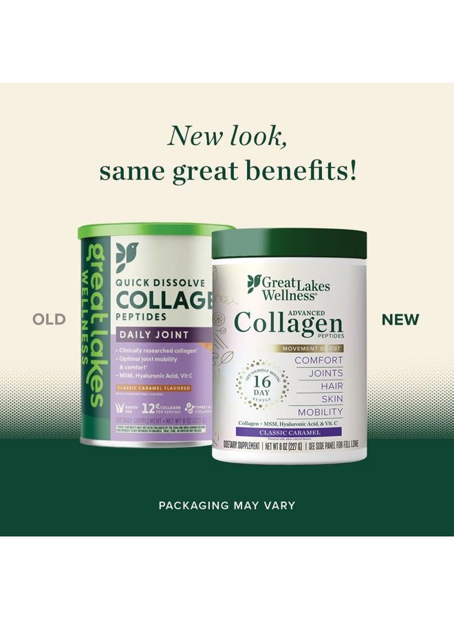 Great Lakes Wellness Movement Boost Advanced Collagen Peptides Powder with MSM, Hyaluronic Acid, Vitamin C - Joint Mobility & Comfort - Caramel Flavored - Non-GMO, Keto, Kosher - 8 oz  - Image 2