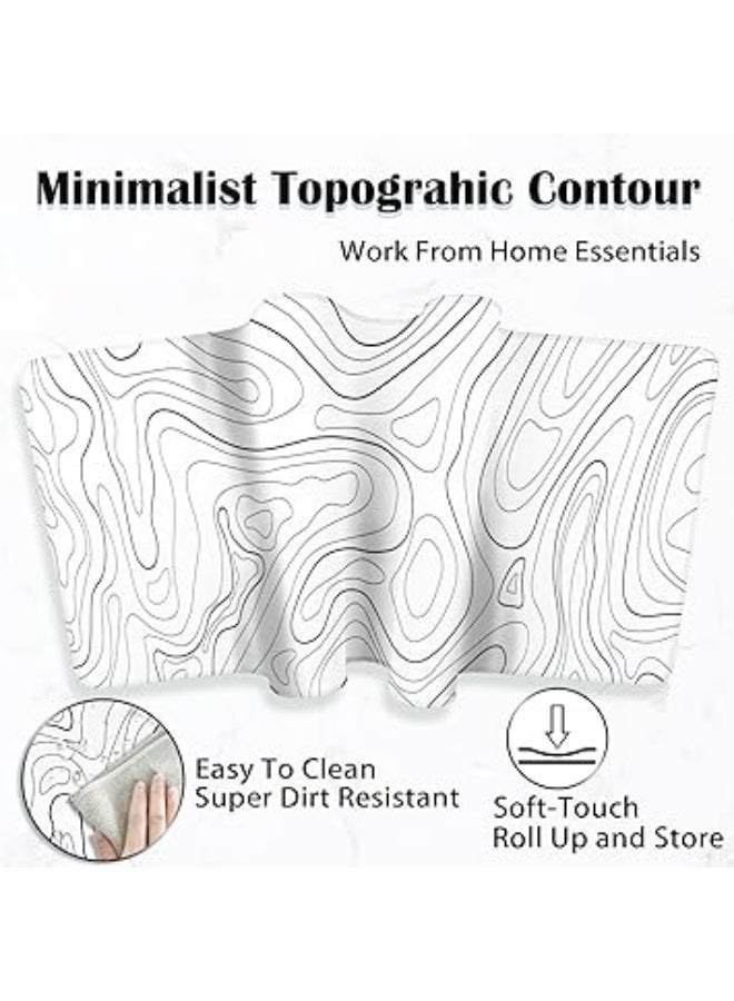 قاعدة ماوس طبوغرافية كبيرة للألعاب قاعدة ماوس وكيبورد وقاعدة مكتب تصميم بسيط للمكتب ، لون أبيض، مقاس 80 سم × 30 سم - Image 5