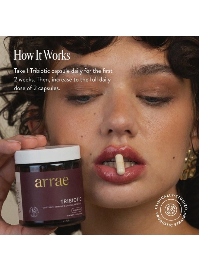 Arrae Tribiotic, Probiotics for Women, Support for Vaginal pH Balance, Gut, Immune, and Feminine Health, Prebiotics, Probiotics, Postbiotics, 60 Count - Image 2