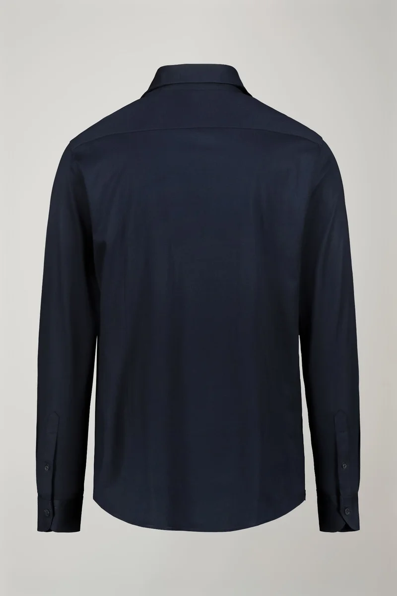 Doppelganger Blue Men's long-sleeved polo shirt with classic collar 100% piquet cotton regular fit - DK Blue for Men | Best Price UAE