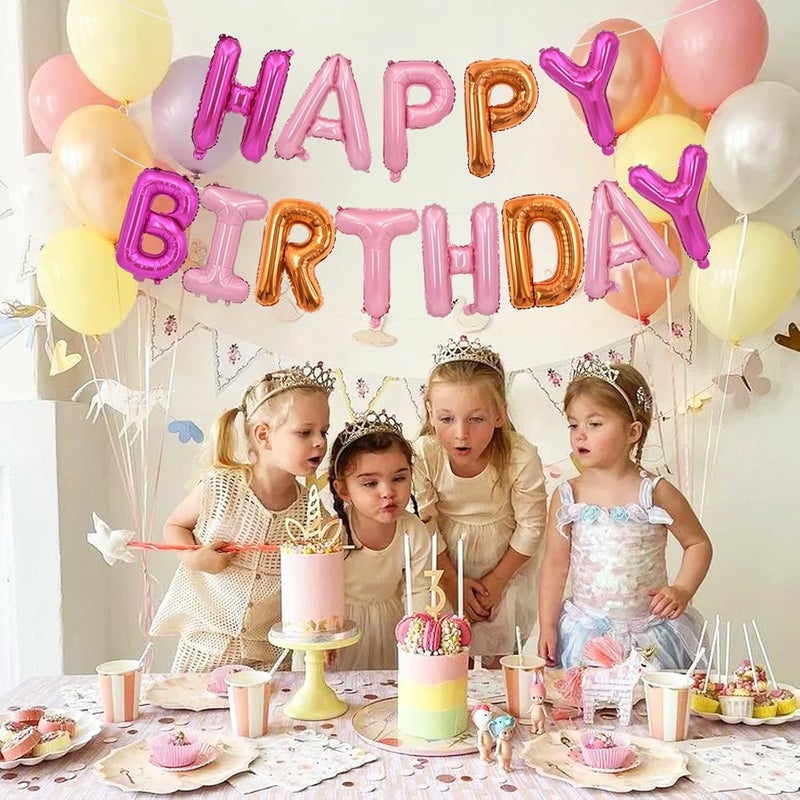 تونيفول لافتة بالونات عيد ميلاد سعيد من تونيفول، 16 بوصة، حروف مايلار فويل، لافتة عيد ميلاد قابلة لإعادة الاستخدام للفتيات والفتيان والأطفال والكبار، مستلزمات ديكورات حفلات عيد الميلاد (فاقع وردي فاتح برتقالي) - Image 5