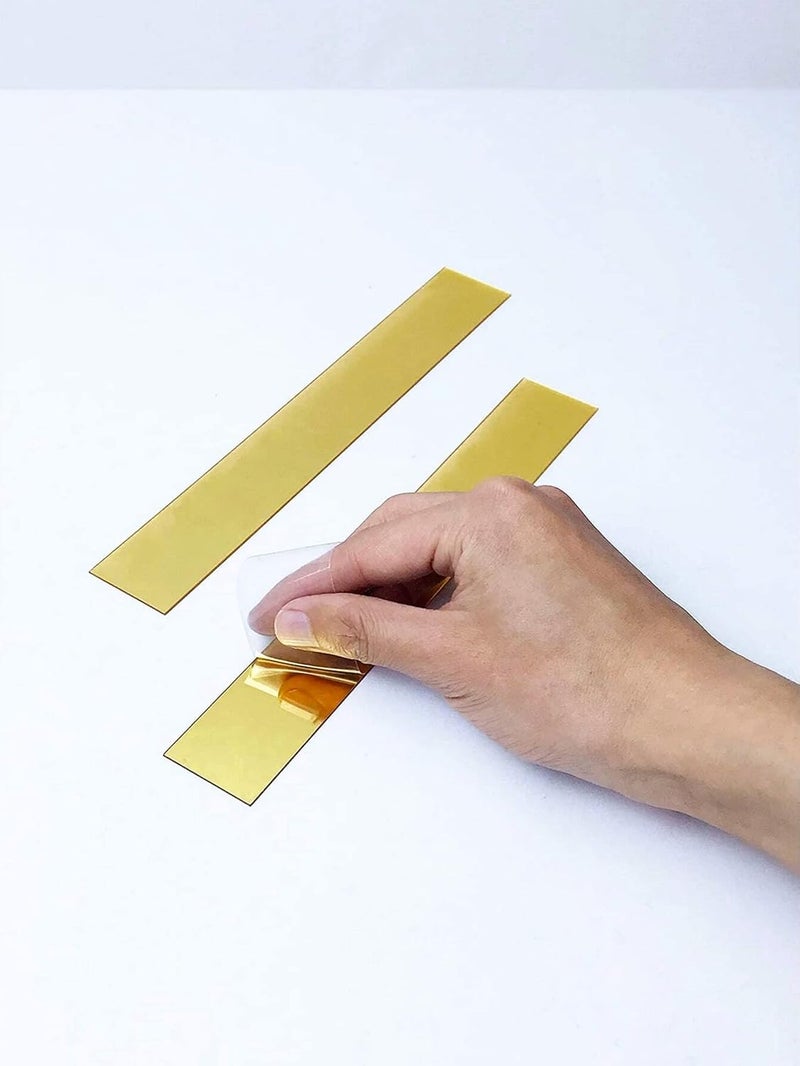 Fliptic 30 Strip Designed Golden Mirror Stickers for Wall, 3D Acrylic Mirror Wall Decor Sticker for Living Room, Bedroom & Office | Self-Adhesive DIY Decorative Mirror Strips for Home Decoration - Image 5